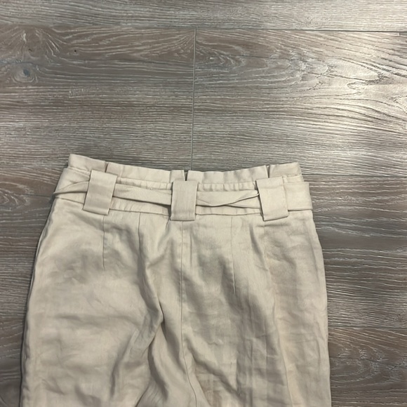 Express Tan Linen Paper Bag Waist Pants - Picture 5 of 6